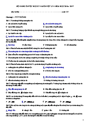 Nội dung ôn tập học kì II môn Vật lí 11 - Năm học 2016-2017